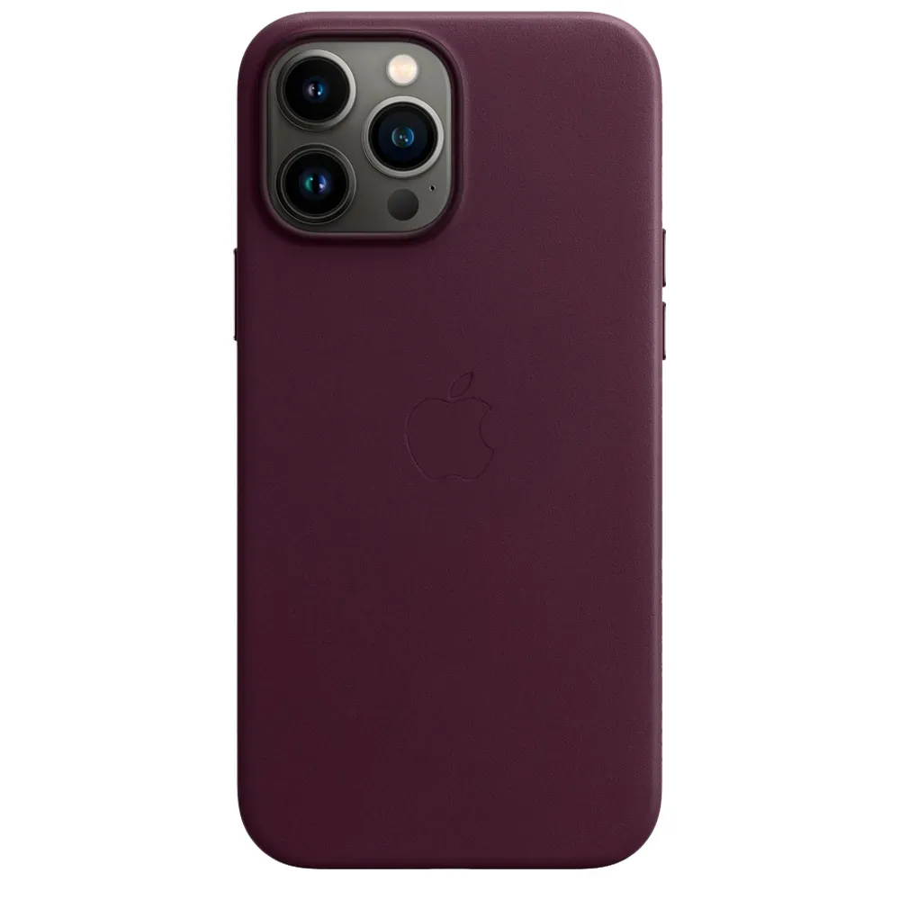 Кожаный чехол с поддержкой MagSafe Apple Leather Case для iPhone 13 Pro Max, Dark Cherry (Темная вишня)