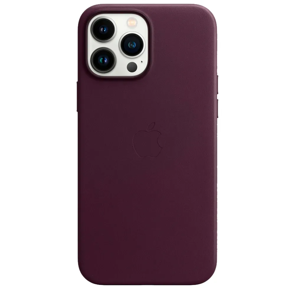 Кожаный чехол с поддержкой MagSafe Apple Leather Case для iPhone 13 Pro Max, Dark Cherry (Темная вишня)