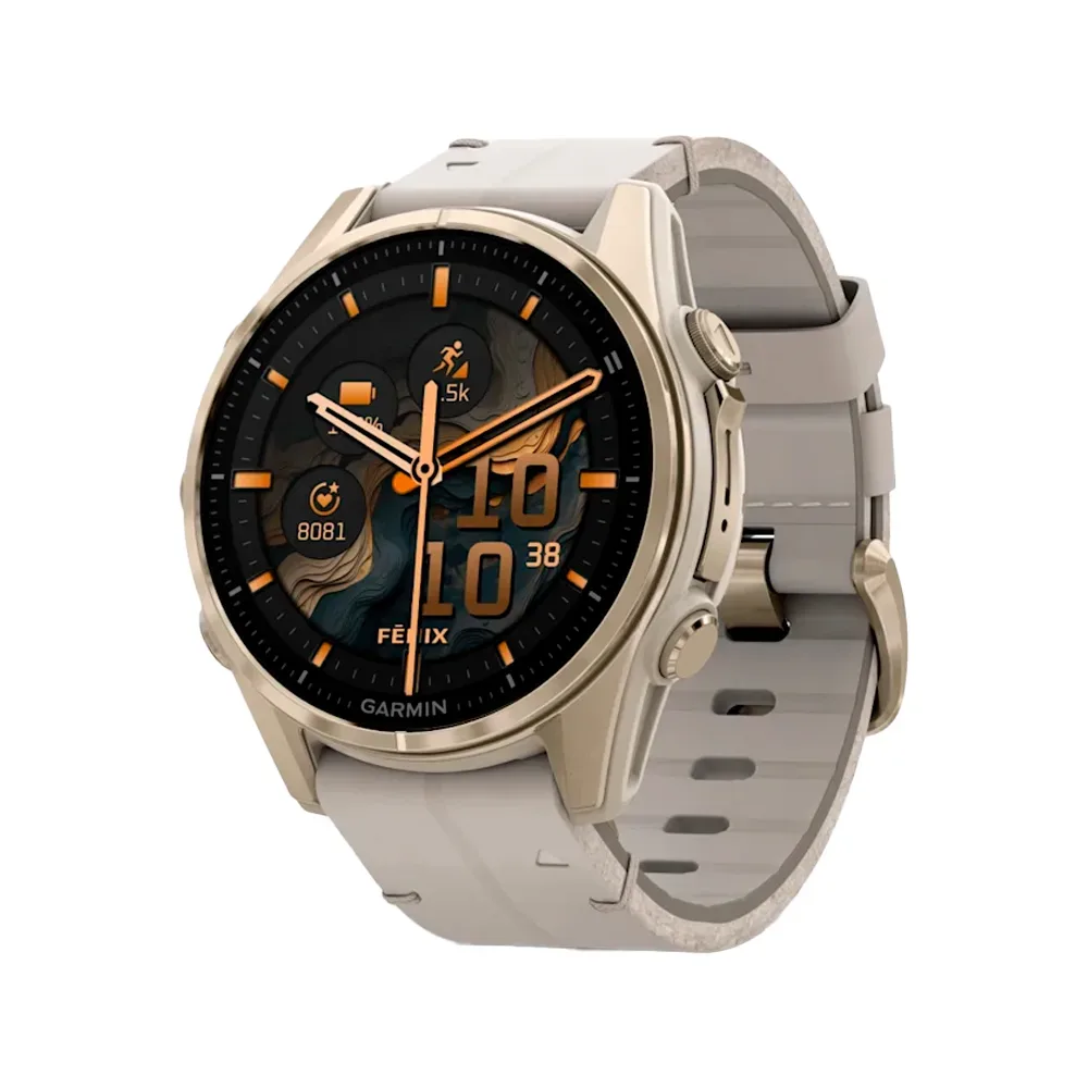 Умные часы Garmin Fenix 8, 43мм, Amoled Sapphire Soft Gold Leather (010-02903-40)