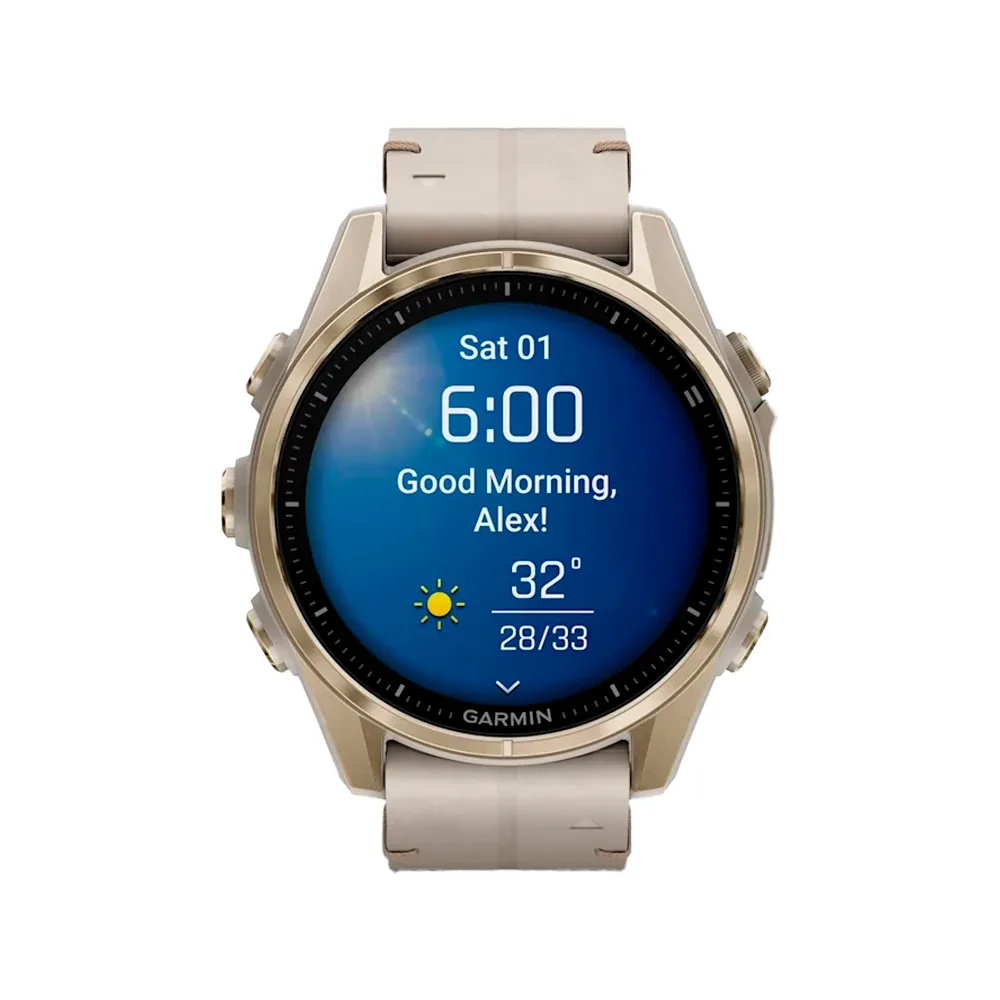 Умные часы Garmin Fenix 8, 43мм, Amoled Sapphire Soft Gold Leather (010-02903-40)