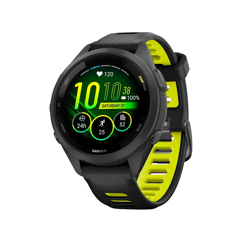 Умные часы Garmin Forerunner 265s, 41.7mm, Black / Amp Yellow (010-02810-13)